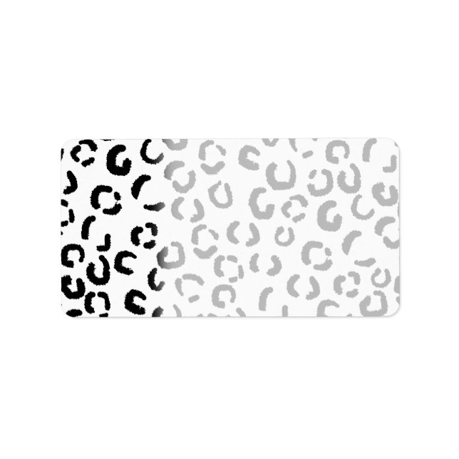 Black and White Leopard Print Pattern. Label (Front)
