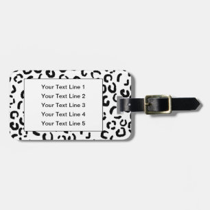Black and White Leopard Print Pattern. Luggage Tag
