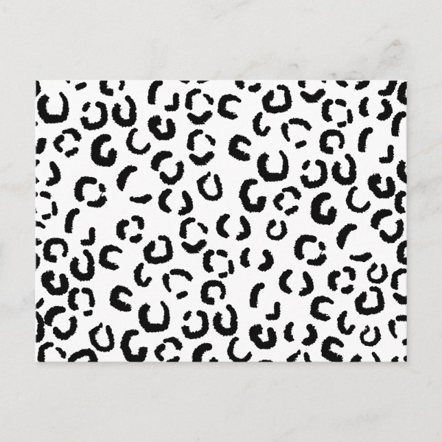 Black and White Leopard Print Pattern. Postcard (Front)