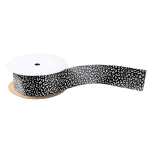 Black and White Leopard Print Pattern Satin Ribbon