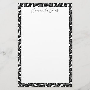 Black and White Leopard print   Personalized Stationery