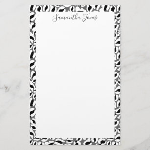 Black and White Leopard print   Personalized Stationery