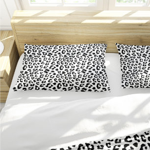Black and White Leopard Print Pillowcase