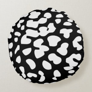 Black and White Leopard Print Round Pillow