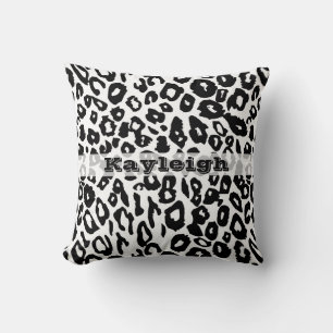 Black and White Leopard Print Throw Pillow