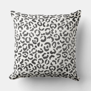Black and White Leopard Print    Throw Pillow