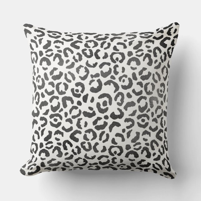 Black and White Leopard Print    Throw Pillow (Front)