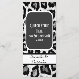 Black and white leopard print wedding program