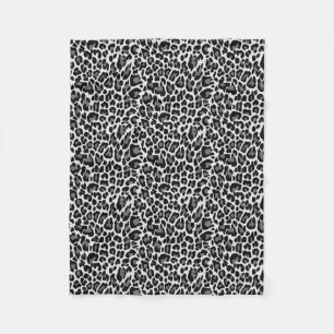 Black and White Leopard Skin Print Fleece Blanket
