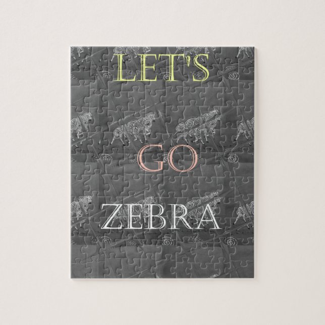 Black and White Lets Go Zebra  Hakuna Matata motif Jigsaw Puzzle (Vertical)