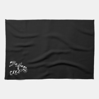 Black and White Letter "A" with Twining Flowers Kitchen Towel