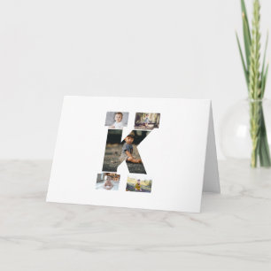 Black and White Letter K Photo Collage Card