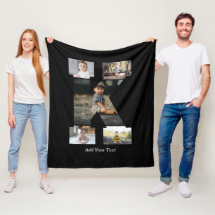 Black and White Letter K Photo Collage Fleece Blanket