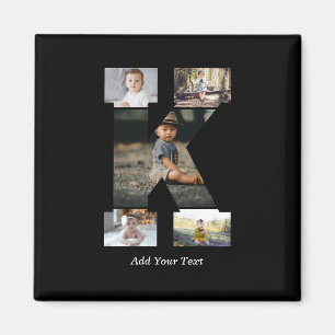 Black and White Letter K Photo Collage Magnet