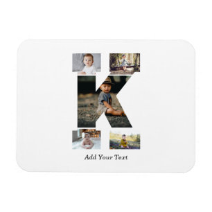 Black and White Letter K Photo Collage Magnet