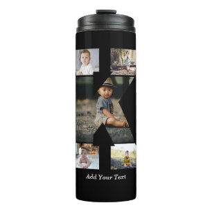 Black and White Letter K Photo Collage Thermal Tumbler