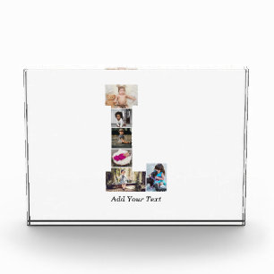 Black and White Letter L Photo Collage Block