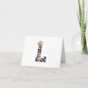 Black and White Letter L Photo Collage Card