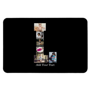 Black and White Letter L Photo Collage Magnet