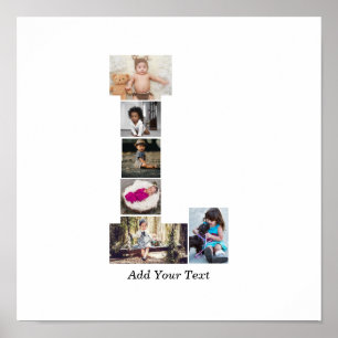 Black and White Letter L Photo Collage Poster