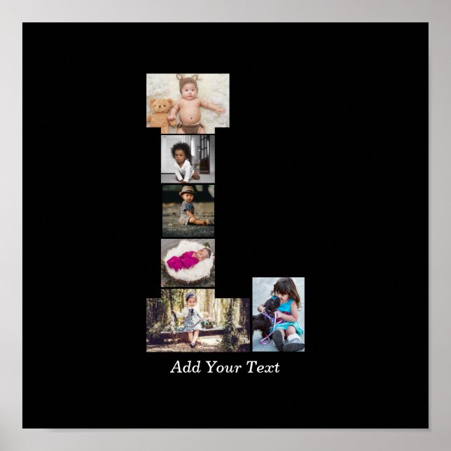 Black and White Letter L Photo Collage Poster (Front)