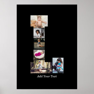 Black and White Letter L Photo Collage Poster