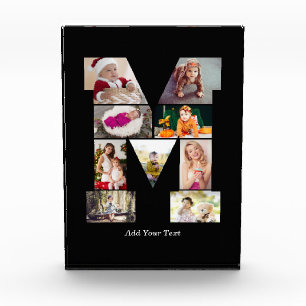 Black and White Letter M Photo Collage Block