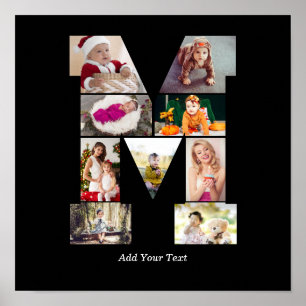 Black and White Letter M Photo Collage Poster