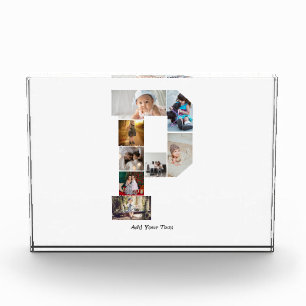 Black and White Letter P Photo Collage Block