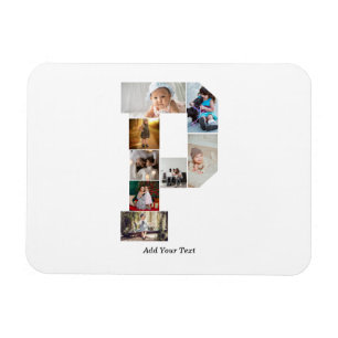 Black and White Letter P Photo Collage Magnet