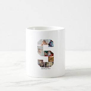 Black and White Letter S Photo Collage Coffee Mug