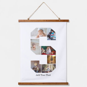 Black and White Letter S Photo Collage Hanging Tapestry