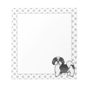 Black And White Lhasa Apso Cute Cartoon Dog Notepad