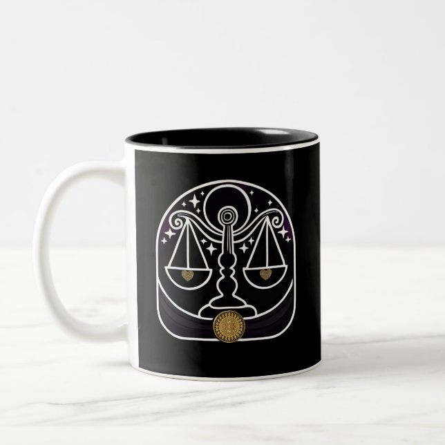 Black and White Libra Zodiac Coffee Mug (Left)