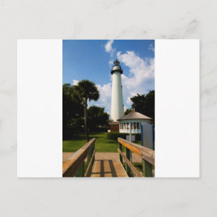 Black and White Lighthouse Jekyll Island Georgia Postcard