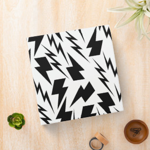 Black and White  Lightning Background Y2K Pattern Binder