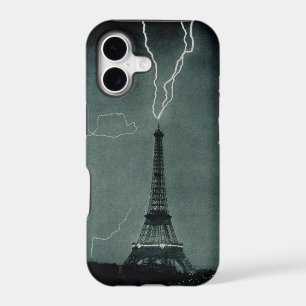 Black and White Lightning Strike Eiffel Tower Case