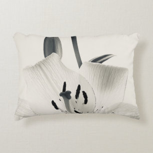 Black and White Lily Closeup Accent Pillow