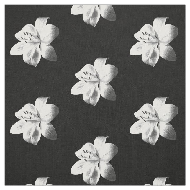 Black and White Lily Fabric (Swatch)