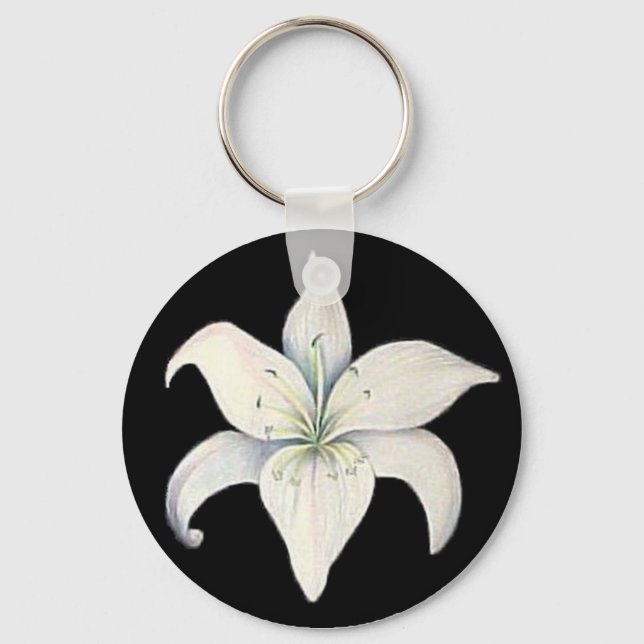 Black and White Lily Keychain (Front)