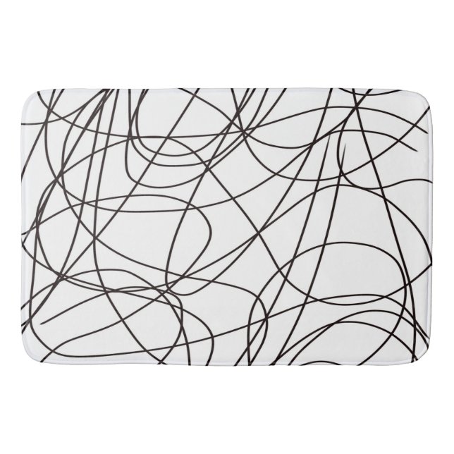 Black and white line art  bath mat (Front)