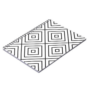 Black and White Line Art, Concentric Squares Notebook
