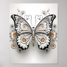 Black And White Line Drawing Of A Butterfly 