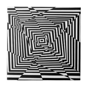 Black and White Line Illusion Pattern Tile