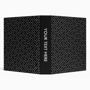 Black and White Linear Block Pattern - Black Binder