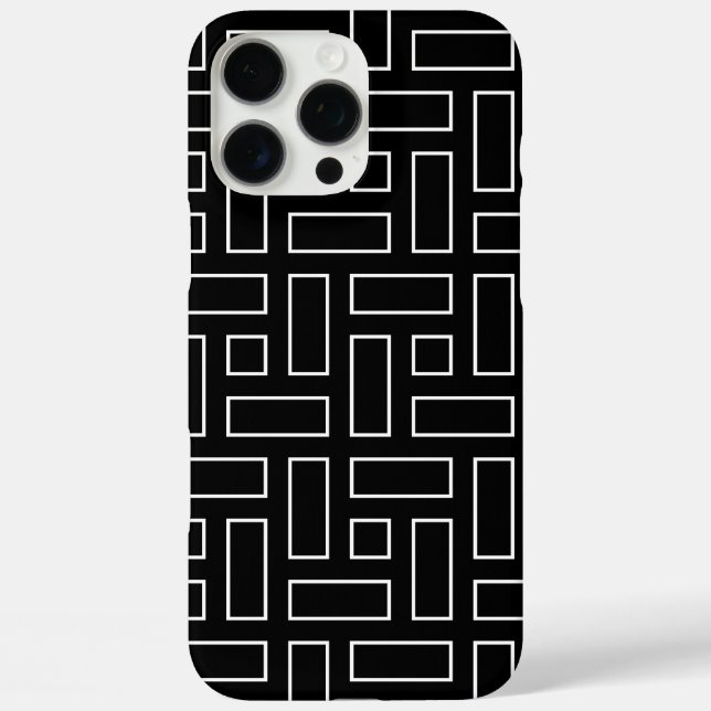 Black and White Linear Block Pattern - Black Case-Mate iPhone Case (Back)