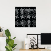 Black and White Linear Block Pattern - Black