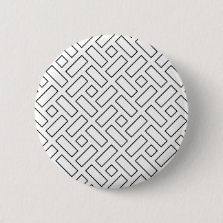 Black and White Linear Block Pattern - White 2 Inch Round Button