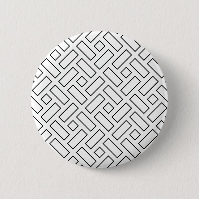 Black and White Linear Block Pattern - White 2 Inch Round Button (Front)