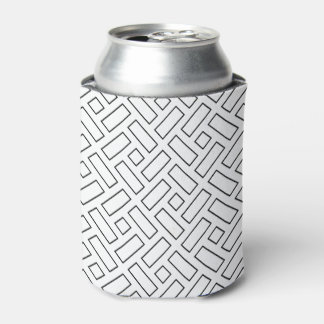 Black and White Linear Block Pattern - White Can Cooler
